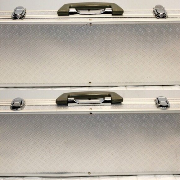 Deluxe BBQ Tool 5 pc Set Stainless Steel Metal Storage Diamond-Plate Store Carry - Picture 4 of 7